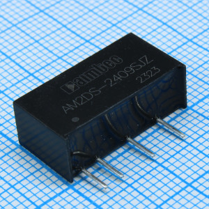 AM2DS-2409SJZ, DC/DC, 2Вт, вход 21.6…26.4В, выход 9В/0.022…0.222А, изоляция 1500В DC, КПД 81%, максимальная емкостная нагрузка не более 1000мкФ, SIP7, 19.65x7.05x10.16мм, -40…105°C, пластик