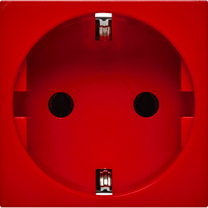 Розетка с заземляющим контактом без защитной шторки и винтовым зажимом (2 модуля) красная 4525046