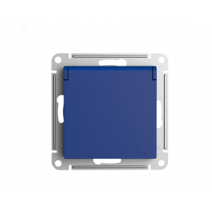 Розетка AtlasDesign 16А IP20 с заземл. защ. шторки с крышкой механизм аквамарин SE ATN001146