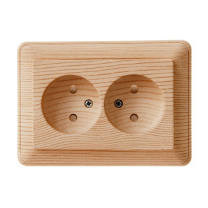 W59 РОЗЕТКА двойная без заземления со шторками, 16А, в сборе, СОСНА C3(4) RS16-254-78