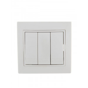 Выключатель 3-кл. СП Mira 10А IP20 с бел.вставкой бел. 701-0202-109