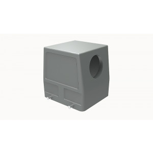 Крышка разъема D32B-SE-4g-M40, Крышка разъема на кабель, типоразмер 32B, без уплотнителя, 1 отверстие с резьбой для кабельных вводов M40x1,5, с боковым расположением, без защелок (упоры для двух защелок), материал корпуса: алюминиевый сплав