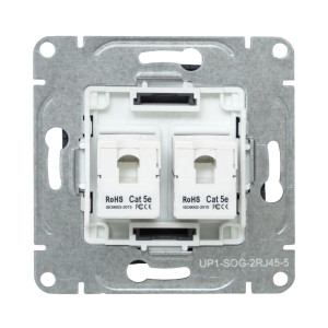 Механизм розетки RJ45 - 2шт, (cat5), графит Эпика EKF UP1-SOG-2RJ45-5