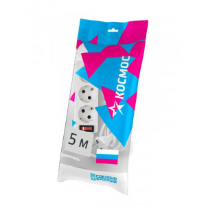 Удлинитель 3х5м с заземл. 10А IP20 ПВС 3х0.75 с выкл. YKsm5m-3g-Z-V(10A)P