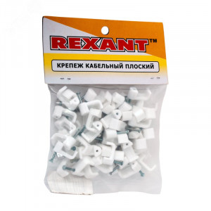 Крепеж кабеля плоский 12 х 6 мм, белый (упак. 50 шт) 07-4212