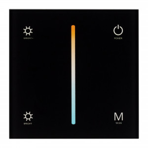 Панель SMART-P21-MIX-G-IN Black (12-24V, 4x3A, Sens, 2.4G) 033765, Встраиваемая сенсорная стеклянная панель 2.4 ГГц, цвет чёрный. Для управления температурой свечения (MIX/CCT) и яркостью с помощью сенсорной полосы. Работает в режиме master/slave и может выполнять функцию независимого контроллера. Питание/рабочее напряже