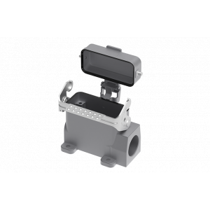 Закрытое основание разъема S10A-SM-1L.M-PG21-PC, Основание разъема на панель, закрытое, типоразмер 10A, без уплотнителя, 1 отверстие с резьбой для кабельных вводов PG21, с одной защелкой, с защитной крышкой, материал корпуса: алюминиевый сплав