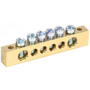 Шина PEN "земля-ноль" 8х12мм 6/2 (6групп/крепеж по краям) YNN21-06-100