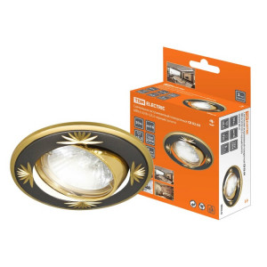 Светильник встраиваемый поворотный СВ 02-04 MR16 50Вт G5.3 чёрный/золото SQ0359-0012