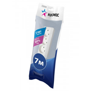 Удлинитель 3х7м без заземл. 16А IP20 ПВС 2х1 YKsm7m-3g(K)