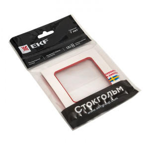 Стокгольм Рамка 1-местная белая с линией цвета красный PROxima EXM-G-304-20