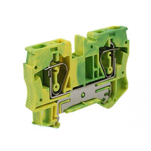 Заземляющая клемма JUT3-6PE, Заземляющая клемма, тип фиксации провода: пружинный, номинальное сечение: 6 мм кв., 800V, ширина: 8,2 мм, цвет: желто-зеленый, тип монтажа: DIN35