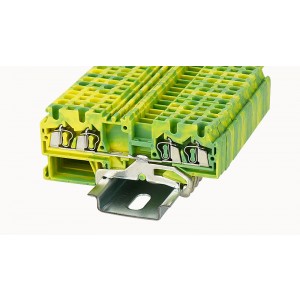 WS2.5-QU-PE-01P-1C-00Z(H), Заземляющая клемма, 4 пружинный, тип фиксации провода: пружинный, номинальное сечение: 2,5 мм кв., ширина: 5 мм, цвет: желто-зеленый, тип монтажа: DIN35