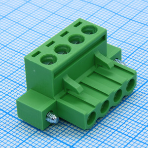 2ESDVM-04P, шаг: 5.08мм, пров: 2.50мм.кв, 300V, 15A, 4 конт., разъемн. розетка каб. угловая с винт. фиксат., h = 15.00мм, цвет:
