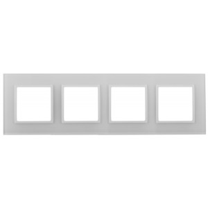 14-5104-01 Рамка на 4 поста, стекло, Elegance, белый+бел (5/25/900) Б0034524