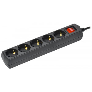 Удлинитель 5х3м с заземл. 10А IP20 У05В 250В ПВС 3х1 черн. WYP10-10-05-03-ZK-K02-G