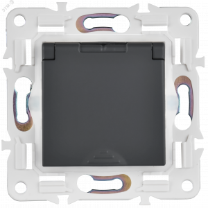 SKANDY Розетка 1-местная с заземлением с защитными шторками и крышкой 16А IP44 SK-R11G графит IEK SK-R16-16-44-K53