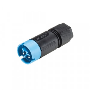 Вилочный разъем на кабель RST08i3/2S 21 ZR1SH BL, Вилочный разъем на кабель диаметром 4-7 мм, 2 полюса, с продольным уплотнением, тип фиксации провода: винтовой, номинальные характеристики: 250/400V, 8A, цвет корпуса: черный, цвет контактной вставки: синий, серия RST MICRO