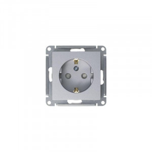 Розетка 1-м СП AtlasDesign 16А IP20 с заземл. защ. шторки механизм алюм. SE ATN000345