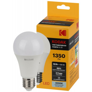 Лампочка светодиодная Kodak LED KODAK A60-15W-840-E27 E27 / Е27 15Вт груша нейтральный белый свет(кр.1шт) [Б0057609]