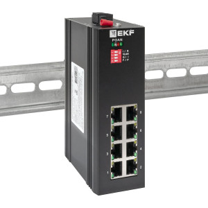 Промышленный неуправляемый коммутатор U-8GTP, 8 портов 10/100/1000Base-T(X) RJ45 c PoE, монтаж на динрейку TSX EKF [TSX-U-8GTP]
