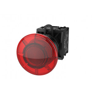 Кнопка грибовидная (красная) TS2517-0FM10-R20, Кнопка грибовидная, без блокировки, LED AC 220V, пластиковое переднее кольцо, с плавным нажатием, с контактной группой 2NO, диаметр головки кнопки 40 мм, диаметр посадочного отверстия: 22 мм, цвет: красный
