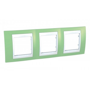 UNICA ХАМЕЛЕОН РАМКА 3-постовая, горизонтальная, БЕЛЫЙ/ ЗЕЛЕНОЕ ЯБЛОКО C3(5) MGU6.006.863