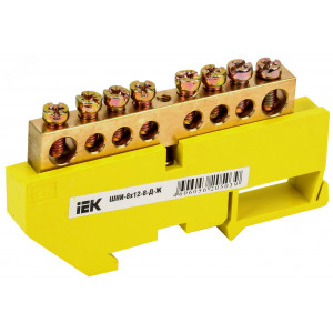 Шина PE "земля" на DIN-изол ШНИ-8х12-8-Д-Ж YNN10-812-8D-K05