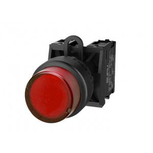 Кнопка выпуклая (красная) TS2517-0BL10-R10, Кнопка круглая выпуклая, с блокировкой, LED AC 220V, пластиковое переднее кольцо, с плавным нажатием, с контактной группой 1NO, диаметр головки кнопки 29,5 мм, диаметр посадочного отверстия: 22 мм, цвет: красный