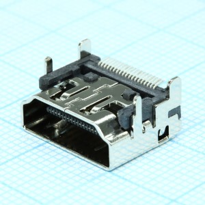 DS1114-BN0XR, Разъем HDMI розетка угловая на плату, 19 контактов, SMD