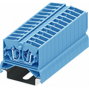 Проходная клемма (MINI) 254374, Проходная клемма, MINI, верхний подвод кабеля, 2 точки подключения, тип фиксации провода: пружинный, номинальное сечение: 2,5 мм кв., 24A, 800V, ширина: 6 мм, цвет: синий, тип монтажа: DIN35