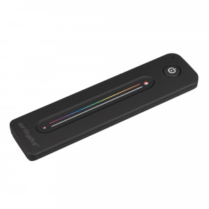 Пульт SMART-R41-RGBW (1 зона, 2.4G) 026416, Пульт-слайдер 2.4 ГГц черного цвета для управления RGBW источниками света. 1 зона управления, память пользовательских настроек, управление температурой света с помощью сенсорного слайдера. Питание 3VDC (CR2032). Габариты 139x36x11 мм. Изготовлен из пласти