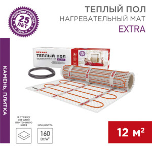 Теплый пол, нагревательный мат Extra 12 м, 0,5х24 м, 1920 Вт двухжильный 51-0524