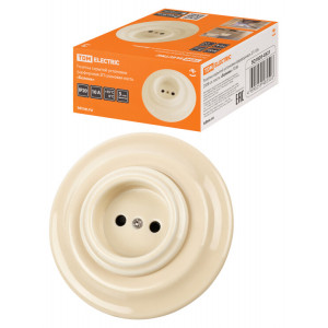 Розетка скрытой установки фарфоровая 2П 10А 250В сл. кость «Болонь» SQ1820-0321