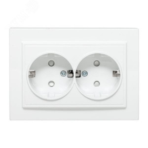 Розетка 2-м СП Минск 16А IP20 с заземл. защ. шторки бел. Basic ERR16-128-100