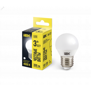 Лампа LED G45 шар 3Вт 230В 4000К E27 LLE-G45-3-230-40-E27
