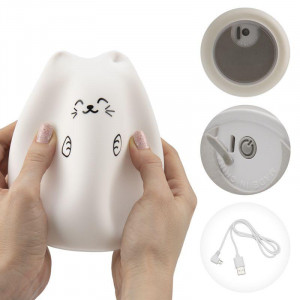 Силиконовый ночник Котик USB с 3 режимами, RGB-свечение 503-001