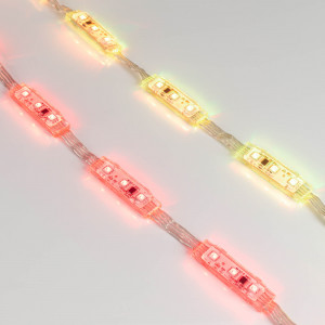 Модуль управляемый DMX-B3 12V RGB (0.72W, IP68, 140 deg) 036773, Управляемый светодиодный модуль DMX, RGB, микросхема DMX512 (UCS512), напряжение 12 В, мощность 0.72 Вт, 3 светодиода SMD 5060, угол 140°. Создание медиафасадов, 20 шт на проводе, расстояние между центрами модулей 100 мм, длина провода между модулями 40 м