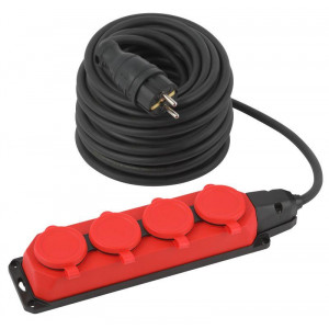 Удлинитель силовой UK-4e-3x1,5-30m-IP44(KG) с заземлением 4 розетки каучук 30м КГ 3х1,5мм2 IP44 Б0057588