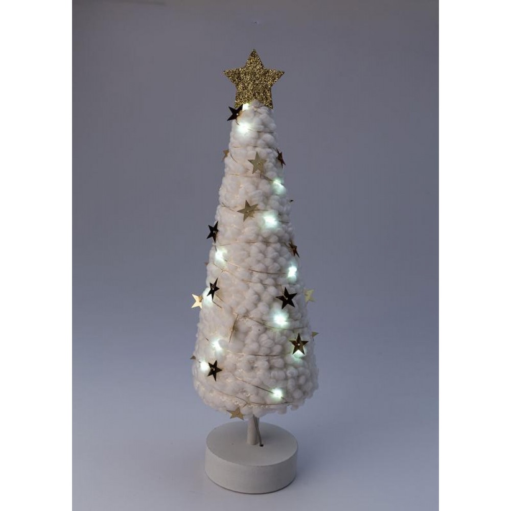 Изображение товара Светильник настольный Елка с белым основанием и золотой звездой 20LED