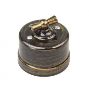 Выключатель проходной поворотный 1-кл. ОП Лизетта 10А IP20 ретро 2 полож. ABS-пластик бронз. B1-201-25