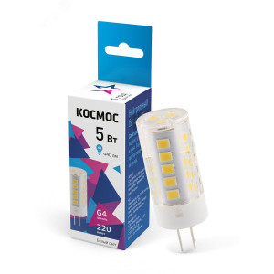 Лампа светодиодная 5Вт G4 220В 4500К керамика КОСМОС LksmLED5wJCG4220v45