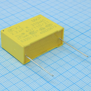 L-KLS10-X2-225K310-P27.5, Конденсатор помехоподавляющий X2  2.2мкФ 310В переменного тока радиальный шаг 27.5мм