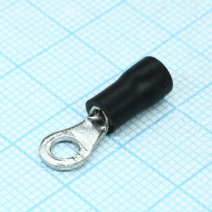RV1.25-3.7M  Black, наконечник кабельный кольцевой с изоляцией d=3.7мм, сеч. пров.0.5-1.5мм2