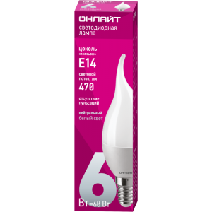 Лампа светодиодная 71 621 OLL-FC37-6-230-4K-E14-FR 6Вт свеча на ветру 4000К нейтр. бел. E14 470лм 220-240В 71621