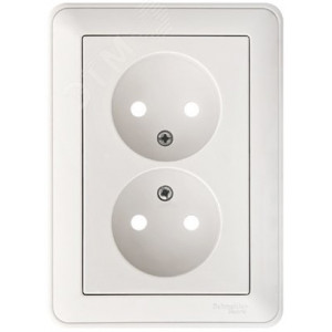 Розетка 2-м СП W59 16А IP20 без заземл. защ. шторки бел. SE RS16-254-18