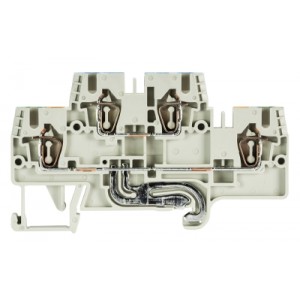 Этажная клемма WKFN 2,5 E/N/SL/35, Этажная клемма, 2 этажа, N-PE, нижний ряд с заземлением, тип фиксации провода: пружинный, номинальное сечение: 2,5 мм кв., 24A, 500V, ширина: 5 мм, цвет: серый, тип монтажа: DIN35