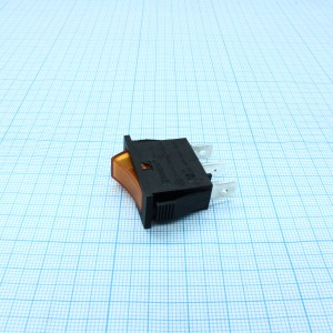 RK1-15 1X1N B/OR, Переключатель ON-OFF с подсветкой цвет корпуса (черный) цвет кнопки (оранжевый)