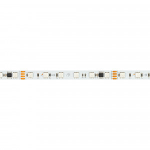 Лента SPI-B60-10mm 24V RGB-PX6-RAM (15 W/m, IP20, 5060, 5m) 033447, Светодиодная лента SPI-B60, открытая IP20, с микросхемой GS8206 (битый пиксель не влияет на передачу сигнала далее по ленте, подключение внешнего контроллера). Светодиоды 5060, 60 шт/м (1 pixel = 6 LED), белая плата 10 мм, скотч 3М. Цвет RGB, угол 120°