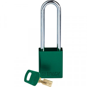 gws150360, Замок SafeKey алюминиевый со стальной дужкой, высота дужки – 76 мм, диаметр дужки – 6.4 мм, алюминиевый корпус, размеры корпуса – 46х38х19 мм, цвет – зеленый, 1 шт/упак